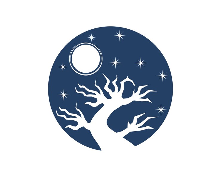 Vector barren tree in the night view