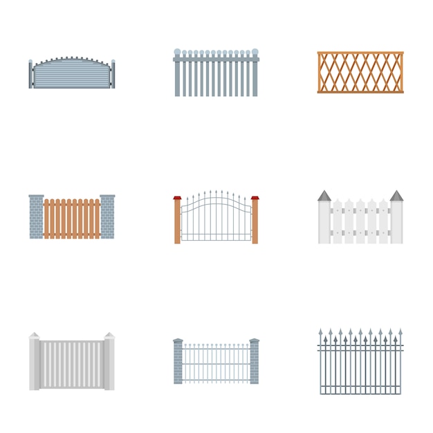 Barrier icons set, flat style