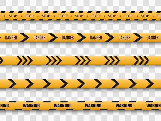 透明な背景にバリア警告テープ。図。