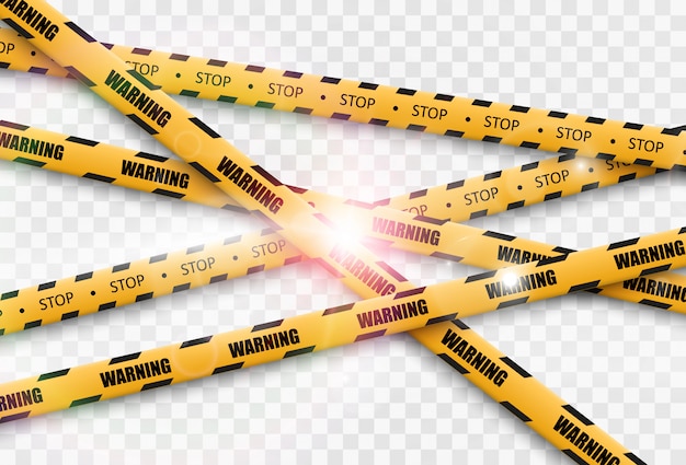 Vector barrier warning tape on transparent background.  illustration.