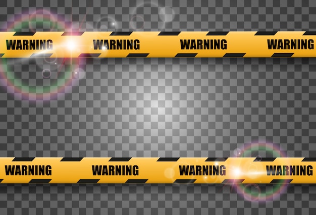 Vector barrier warning tape on transparent background.  illustration.