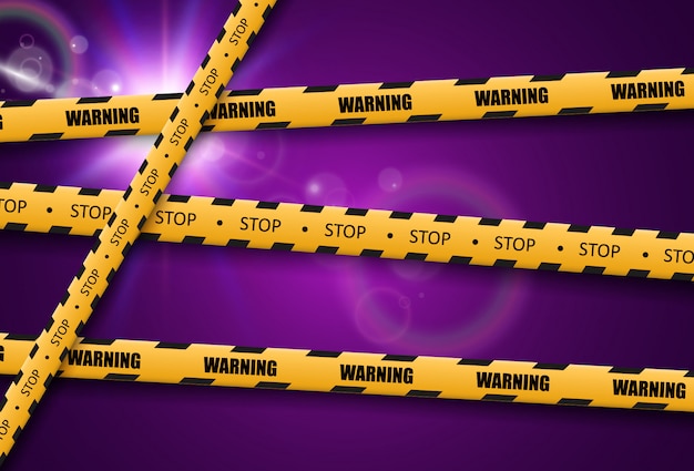 Barrier warning tape on transparent background. vector illustration.