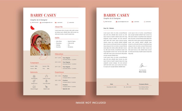 Vector barry resume template set