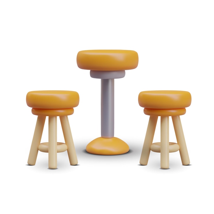 Vector barstool on metal stand wooden chairs with footrests