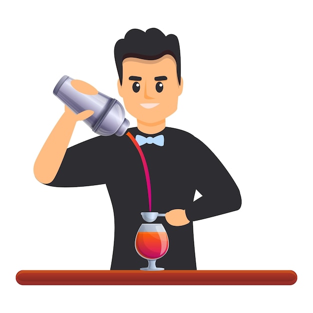 Vector bartender make cocktail icoon cartoon van bartender make cocktail vector icoon voor webontwerp geïsoleerd op witte achtergrond