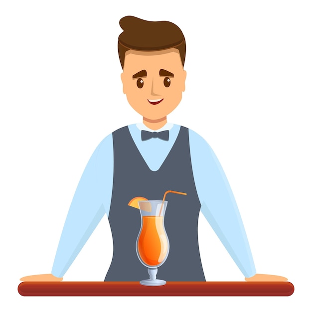 Bartender zomer cocktail icoon cartoon van bartender zomer cocktail vector icoon voor webontwerp geïsoleerd op witte achtergrond