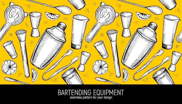 Bartending apparatuur naadloos patroon.
