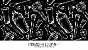 Vector bartending equipment seamless pattern.