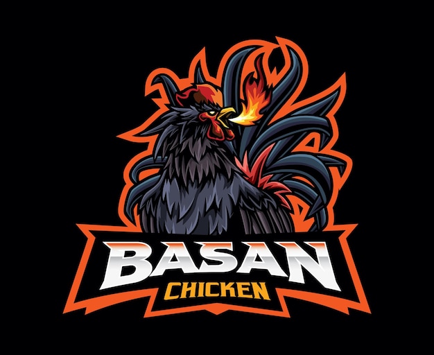 Дизайн логотипа талисмана курицы Basan