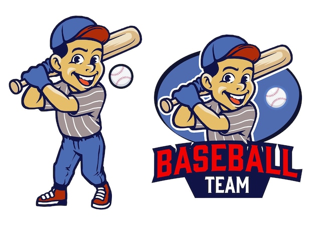 Base Ball Kid Team Mascot Logo