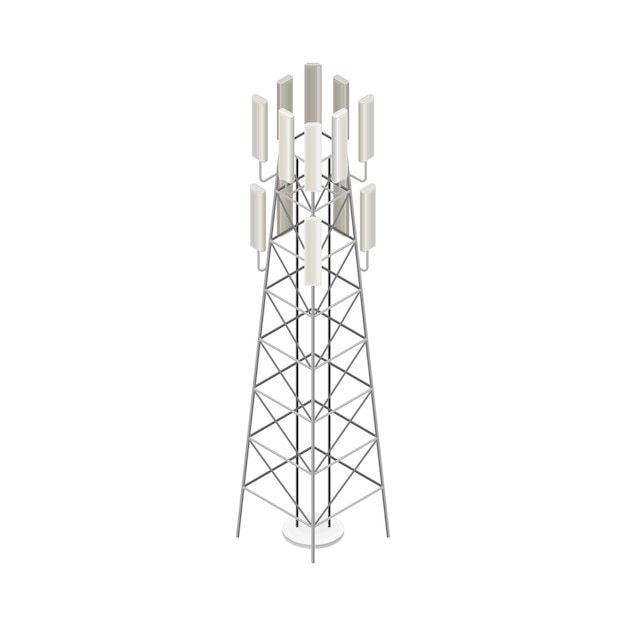 Base or Land Station as Wireless Network Communication Technology Isometric Vector Illustration
