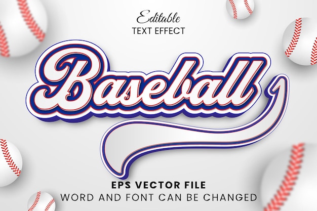 Vector baseball 3d editable vector text effect