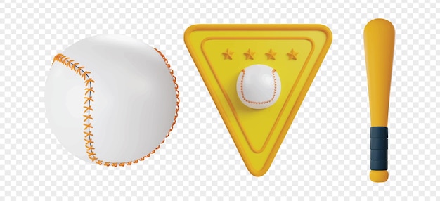 Baseball 3d render clipart