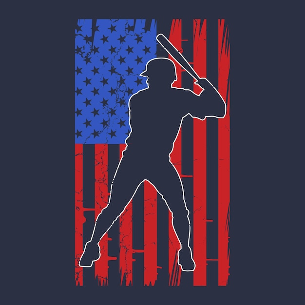 Baseball American Flag 4th Of July Gift TShirt