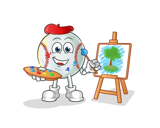 Baseball artist mascot illustration