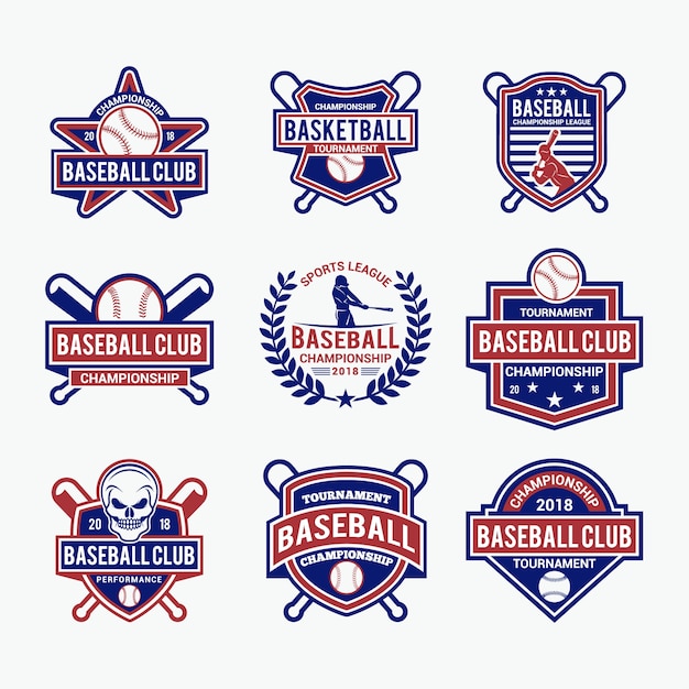 Vector baseball badge logo and stickers