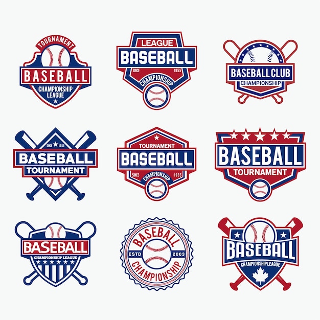 Vector baseball badge logo and stickers