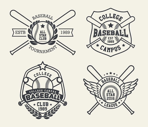 Distintivi ed etichette di baseball, logo design sportivo