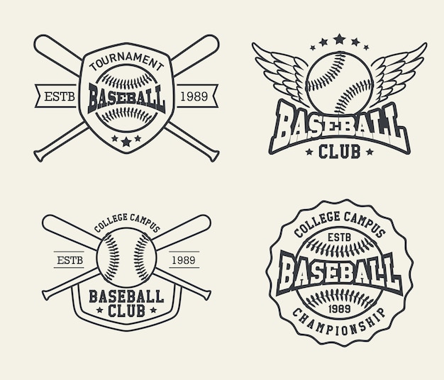 Distintivi ed etichette di baseball, logo design sportivo