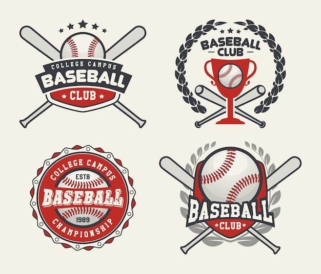 Distintivi ed etichette di baseball, logo design sportivo