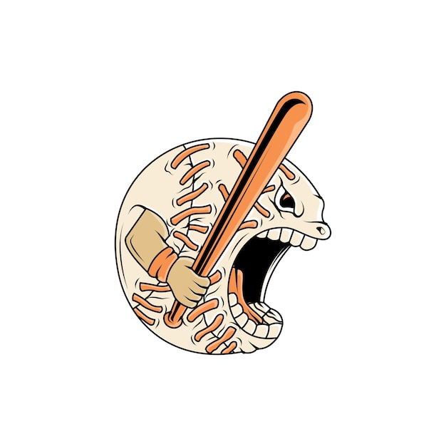 Vettore disegno dell'illustrazione del fumetto della mascotte del personaggio della palla da baseball