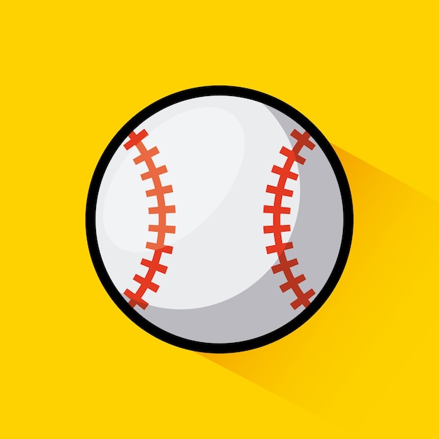 노란색 배경 위에 야구 공 아이콘