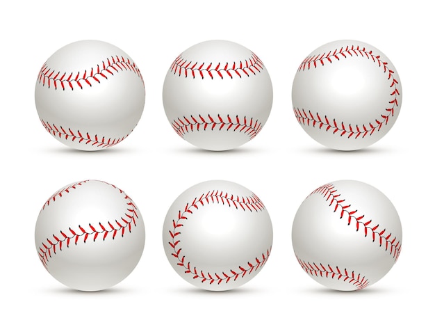 Baseball ball isolated white icon. softball set vector base ball equipment illustration.