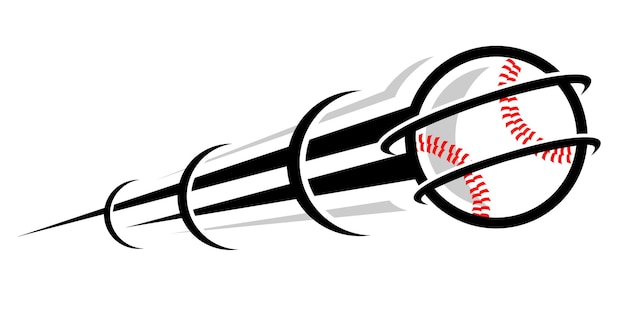 Vector baseball ball moving swoosh elements, ball with motion trails