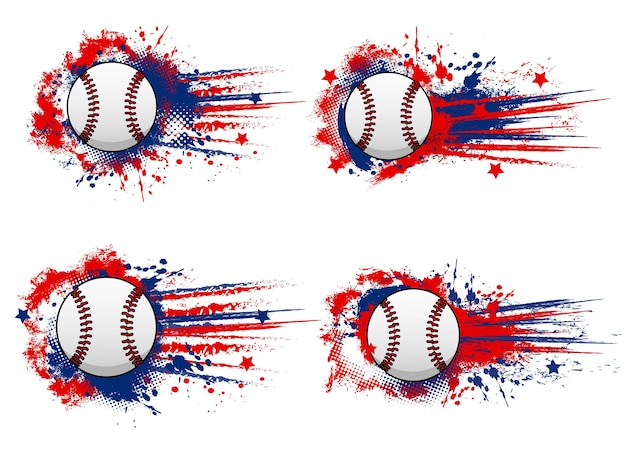 Vettore palla da baseball in vernice splash grunge banner stampa