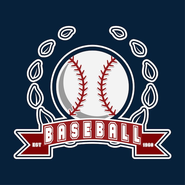 Baseball Ball Red and Blue Classic Emblem Insignia