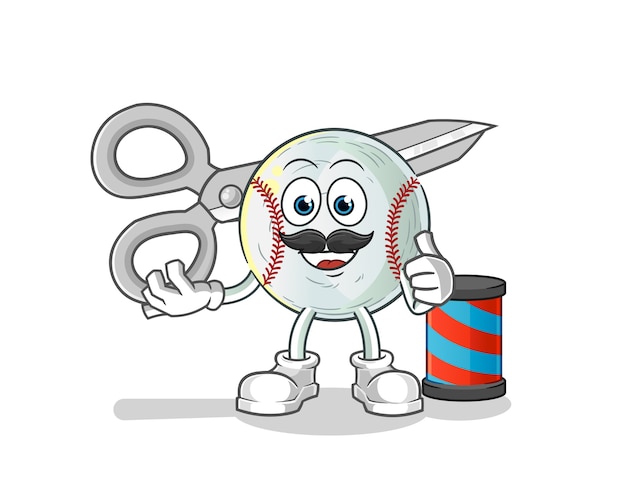 Baseball barber cartoon illustration