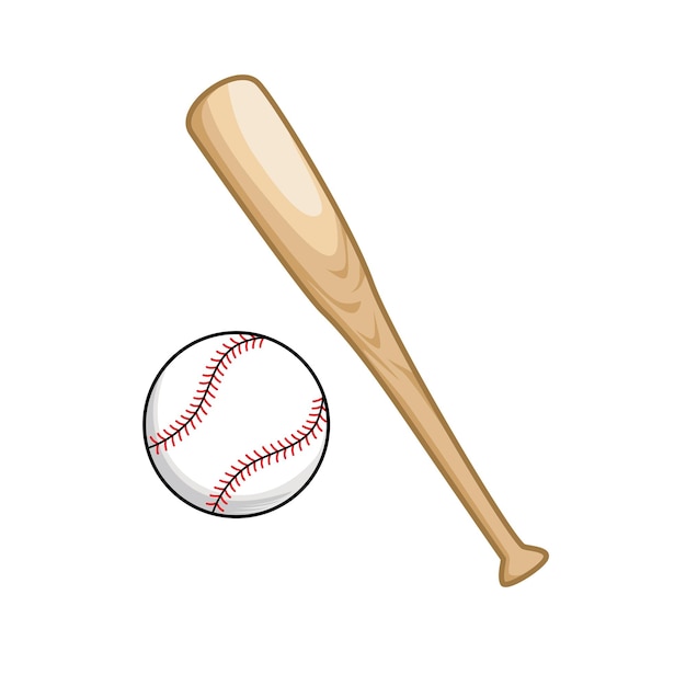 Вектор Бейсбольная бита и мяч векторные иллюстрации. оборудование для игры в бейсбол
