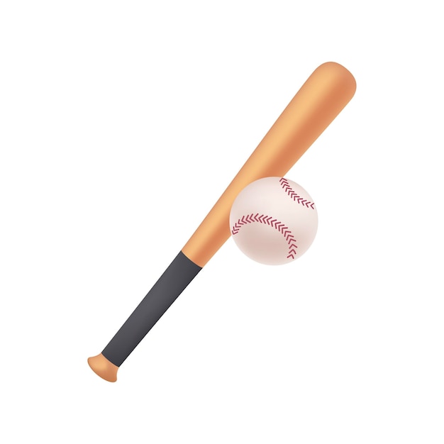 Baseball bat and ball 3D illustration