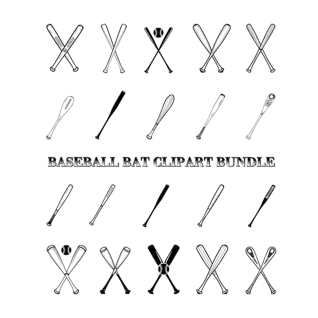 Baseball Bat Clipart Illustratie Vector Set