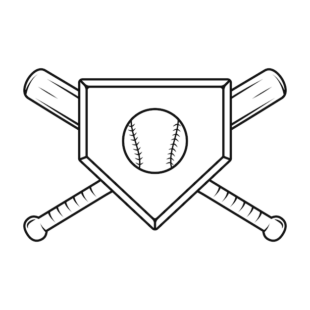 Baseball bat en bal honkbal home plate honkbal logo vector illustratie