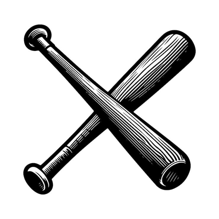 Vector baseball bat silhoutte wooden sticks for baseball