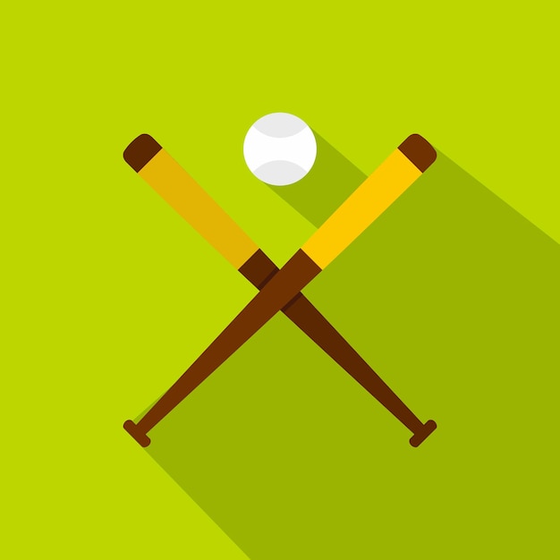 Baseball bats and baseball icon flat illustration of baseball bats and baseball vector icon for web on lime background