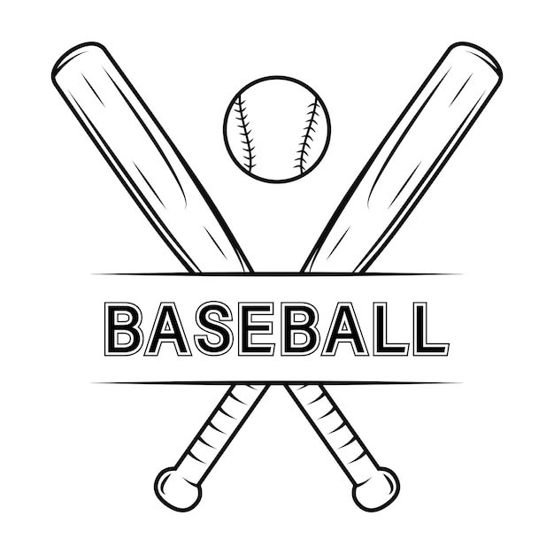 Baseball bats crossed and ball illustration baseball logo outline