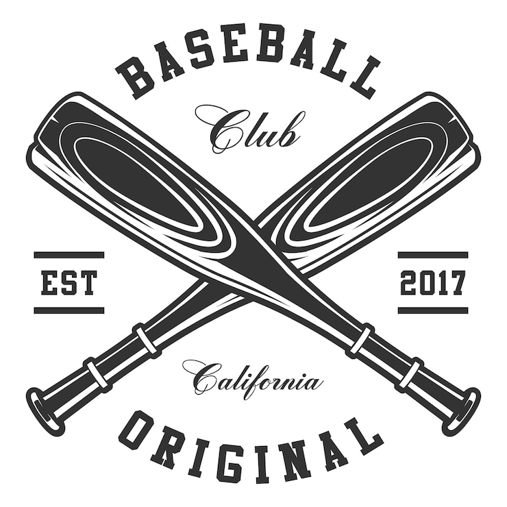 Vector baseball bats on white background. text is on the separate layer.