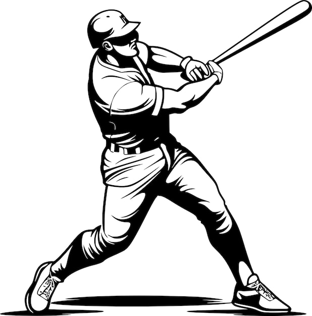 Baseball black and white vector illustration