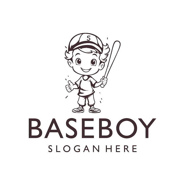 ベクトル 野球ボーイのマスコットロゴのベクトルイラスト