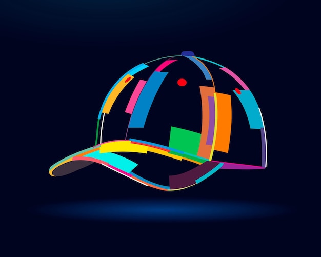 Baseball cap abstract colorful drawing digital graphics Vector illustration of paints