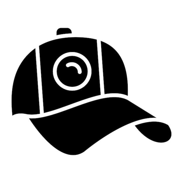 Vector baseball cap glyph solid black illustration