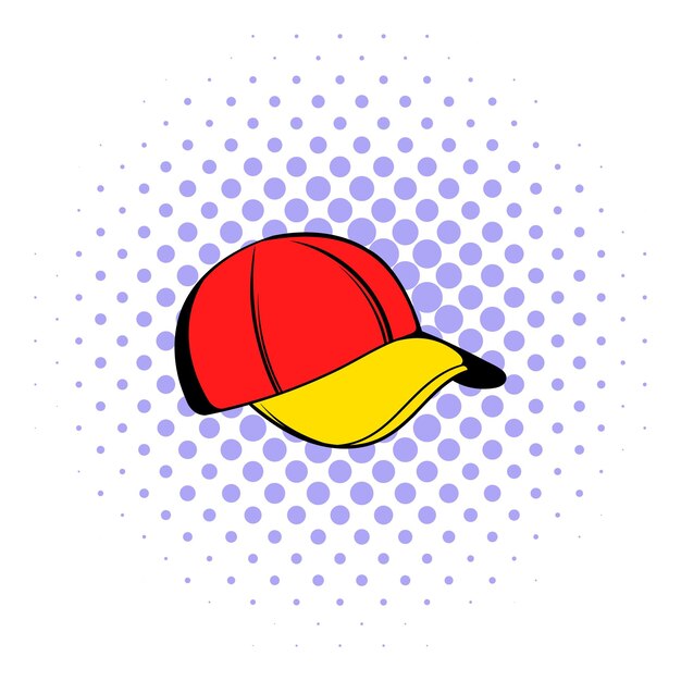 Vector baseball cap icon in comics style isolated on white background side view