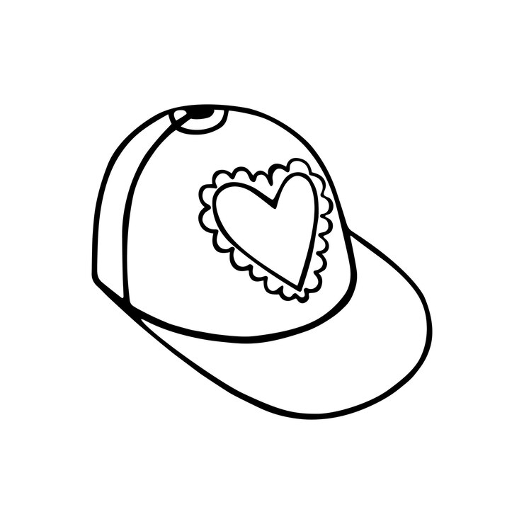 레이스 하트 모양의 패치가 있는 야구 모자 격리 된 두들 스타일 머리 장식의 Handdrawn 벡터 일러스트 상점 엽서 및 발렌타인 데이 스티커에 대 한 사랑의 선언