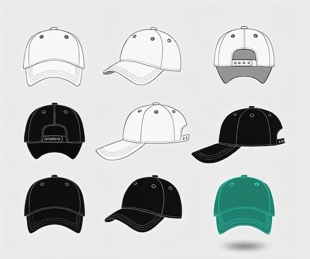 Baseball caps set Baseball cap vector template set uniform fashion blank hat