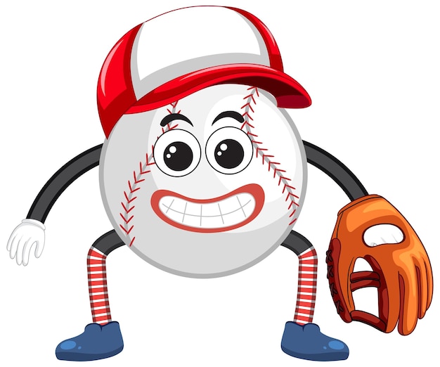Vector baseball cartoon character with eyes and mouth