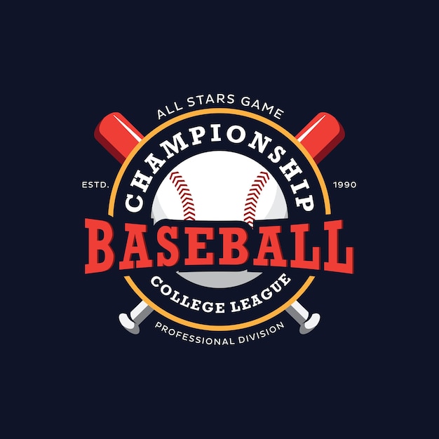 Baseball championship college league logo design template