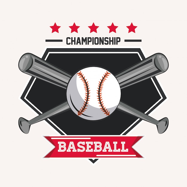 Emblema del gioco di campionato di baseball con attrezzature