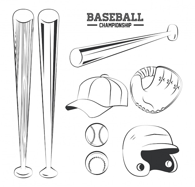 Emblema del gioco di campionato di baseball con attrezzature